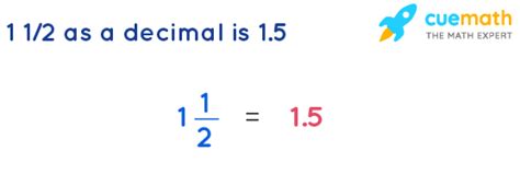 what is 1 1 2 as a decimal